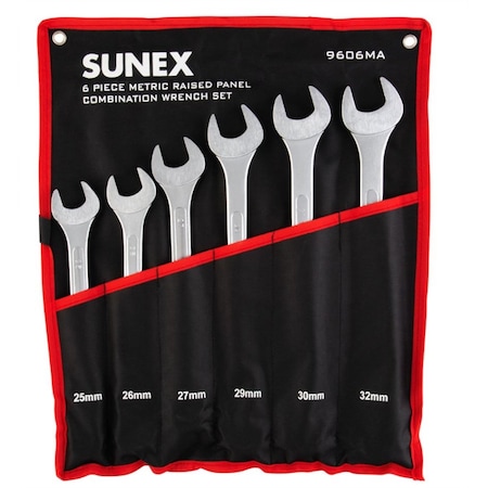 Sunex 6 Pc. Metric Raised Panel Combination Wrench Set 9606MA